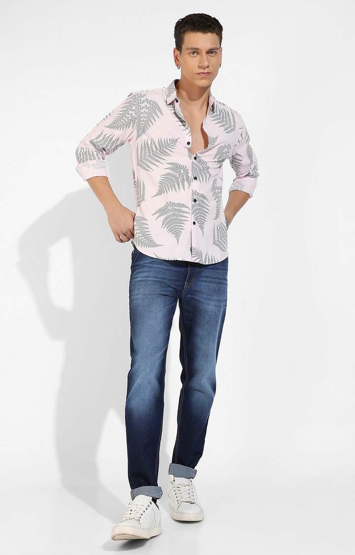 Men's Pink Printed Casual Shirts