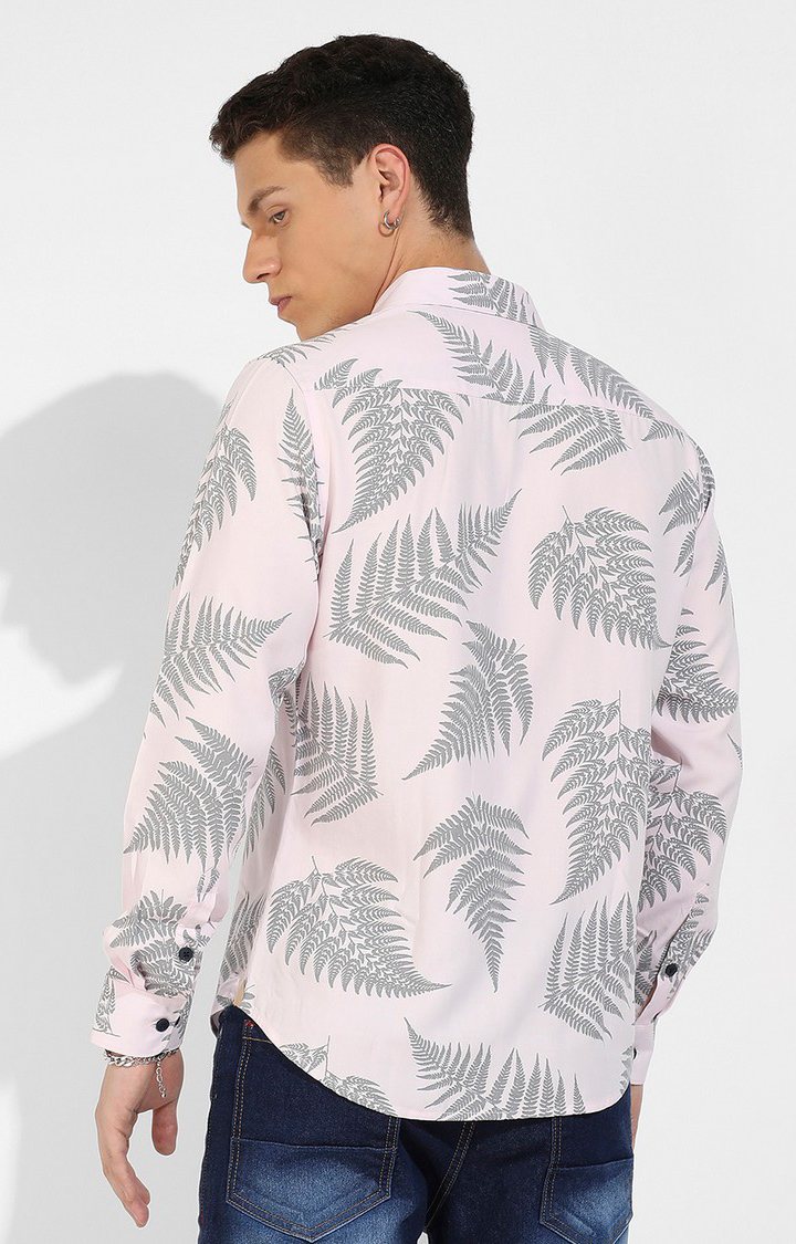 Men's Pink Printed Casual Shirts