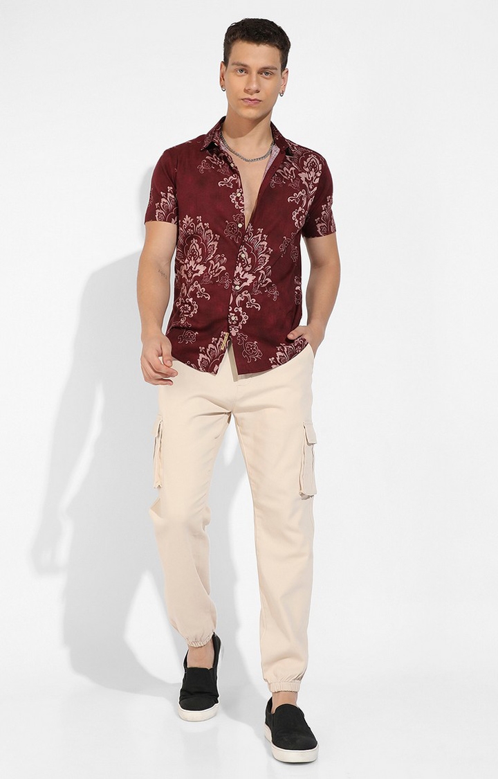 Men's Brown Rayon Printed Casual Shirts