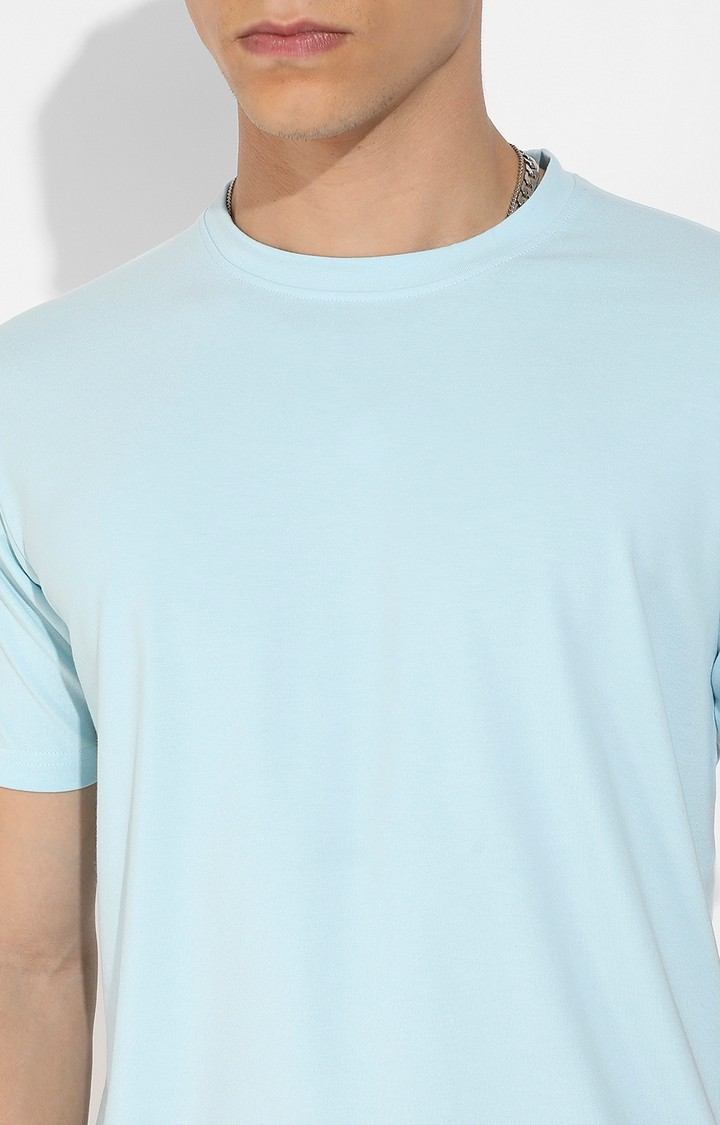 Men's Blue Solid Regular T-Shirts