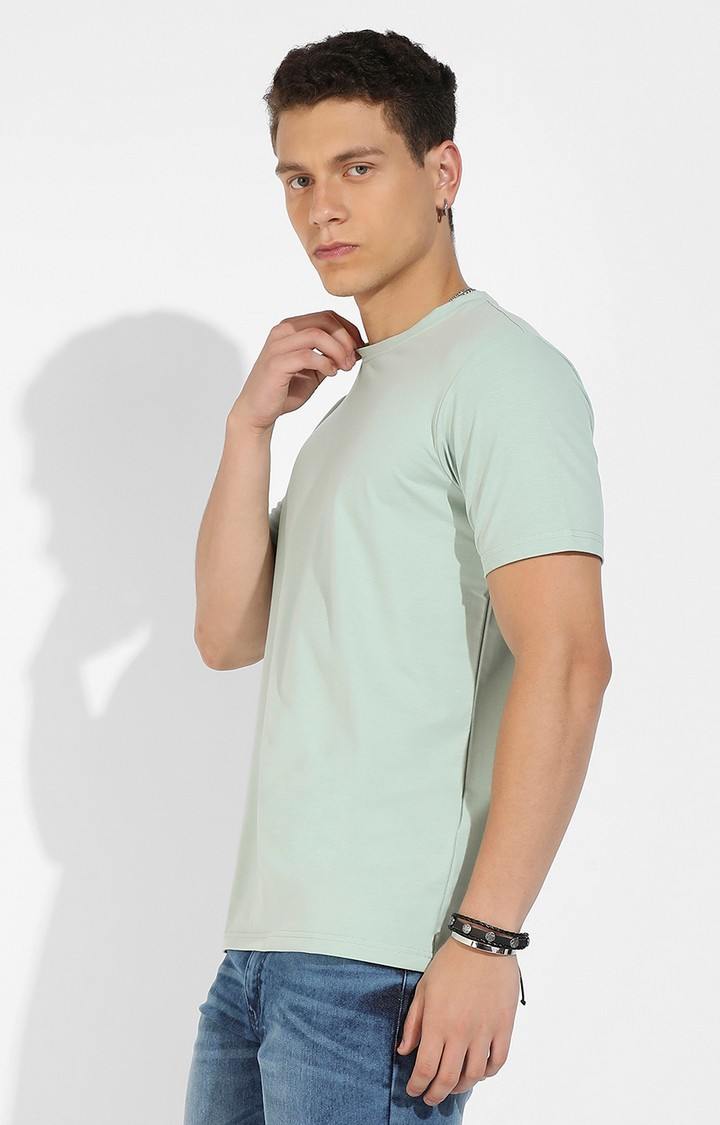 Men's Green Solid Regular T-Shirts