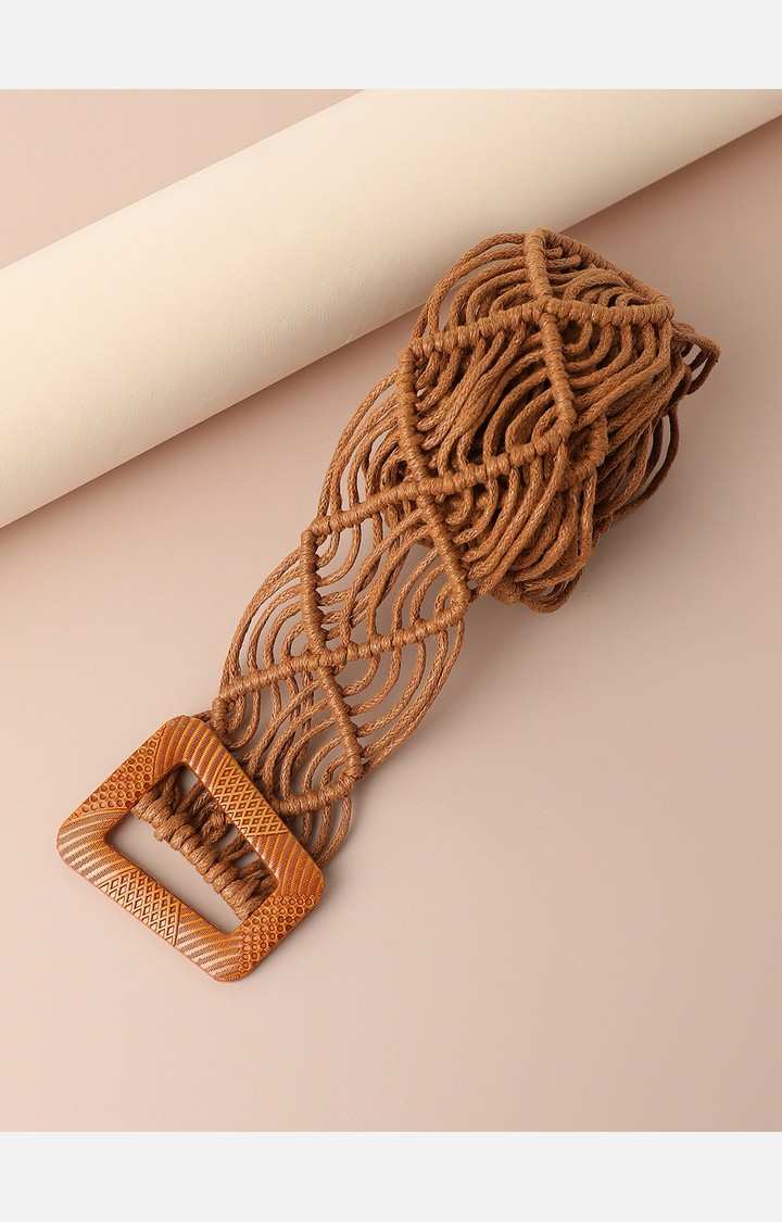 Haute Sauce By Campus Sutra Tan Textured Single Clothing Accessory