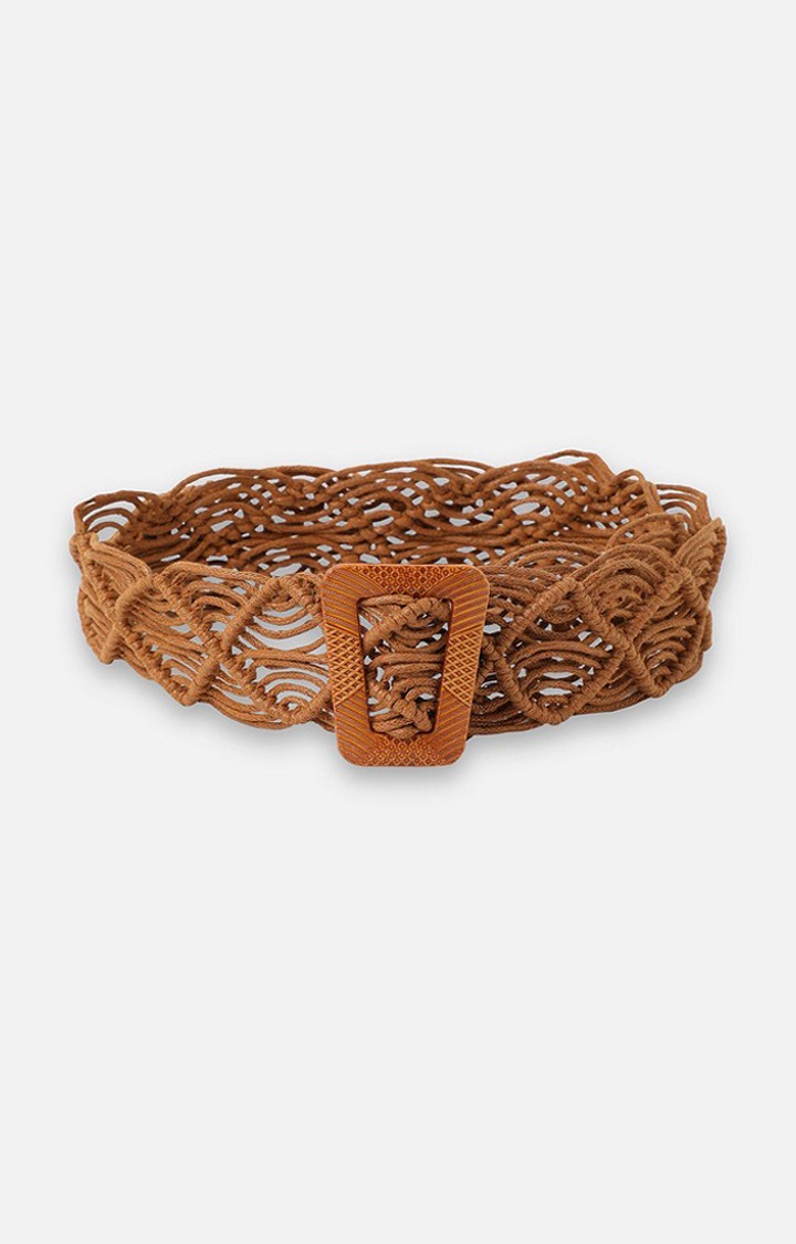 Haute Sauce By Campus Sutra Tan Textured Single Clothing Accessory