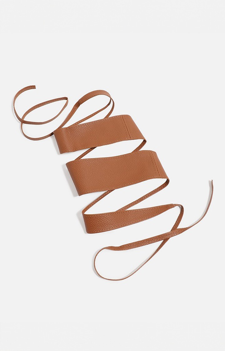 Haute Sauce By Campus Sutra Tan Solid Single Clothing Accessory