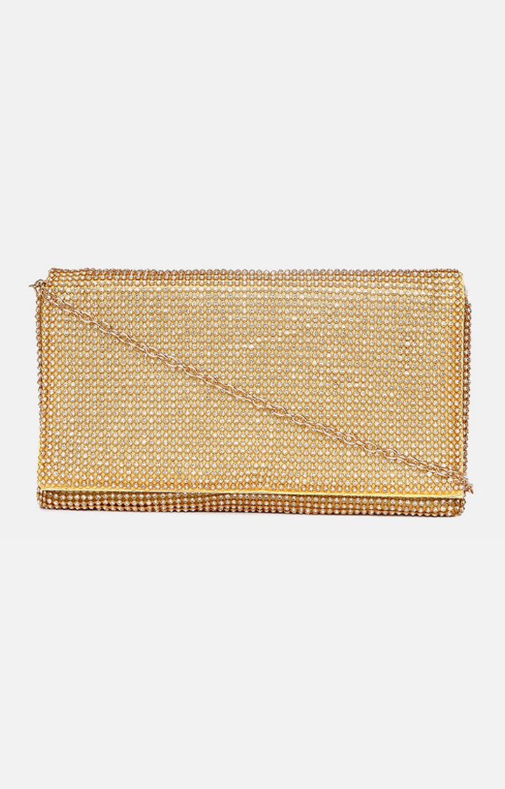 Haute Sauce By Campus Sutra Gold Pu Clutch Bags