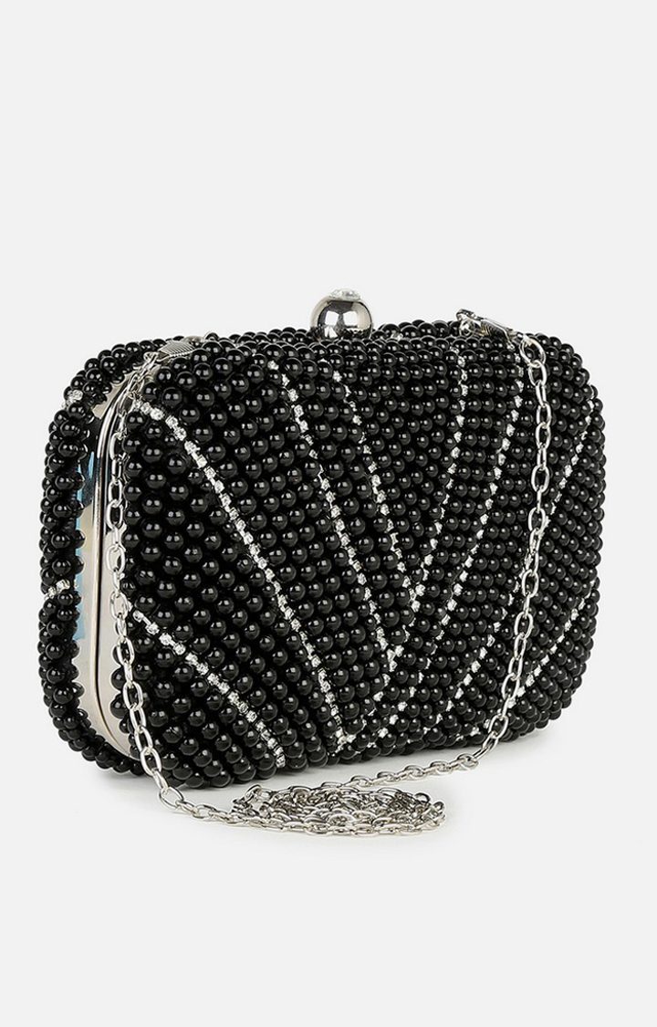 Haute Sauce By Campus Sutra Black Pu Clutch Bags