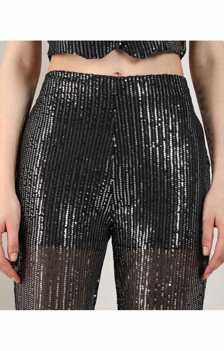 Women's Black Embellished Co-ords