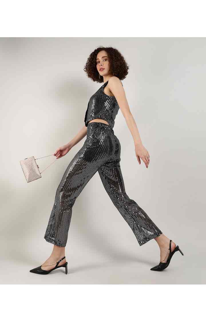 Women's Black Embellished Co-ords