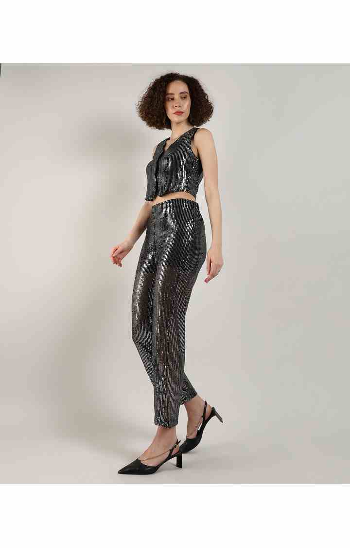 Women's Black Embellished Co-ords