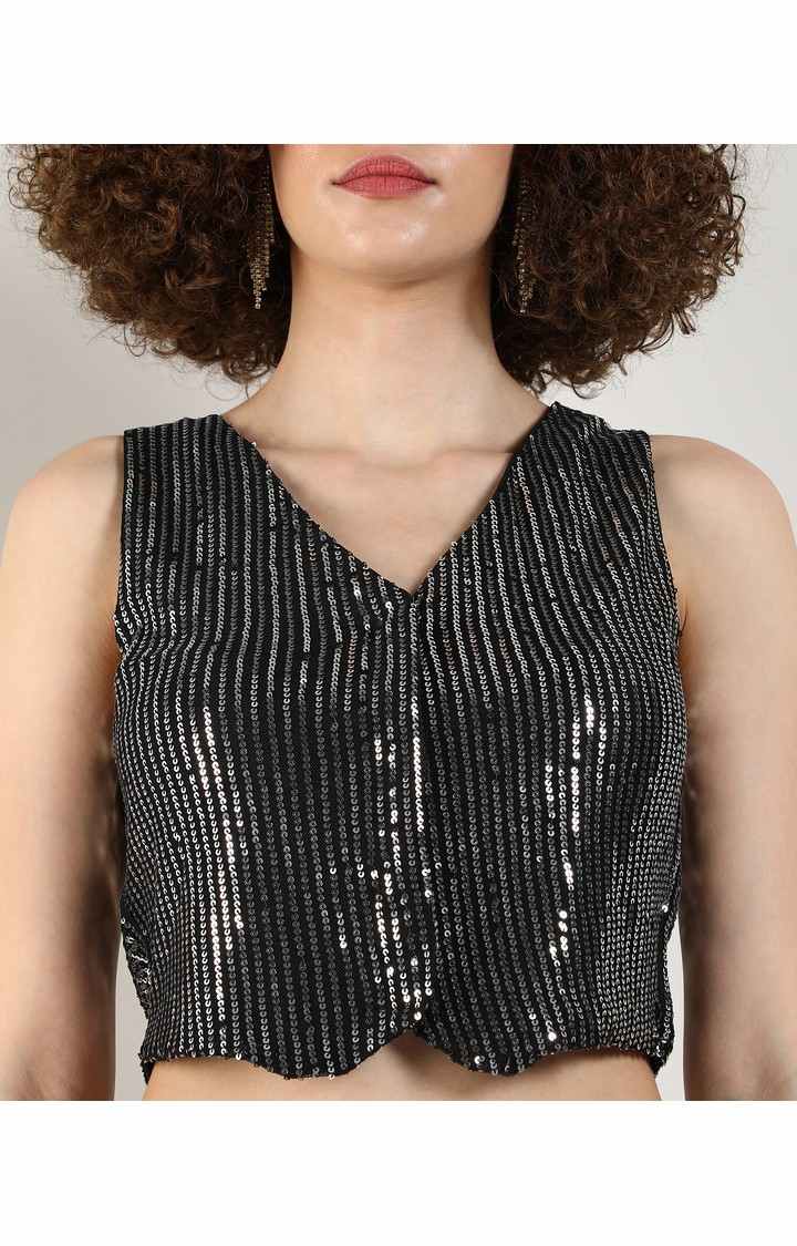 Women's Black Embellished Co-ords