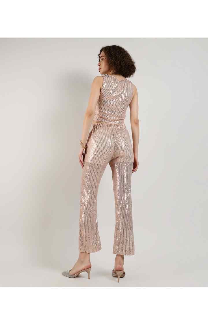 Women's Beige Embellished Co-ords