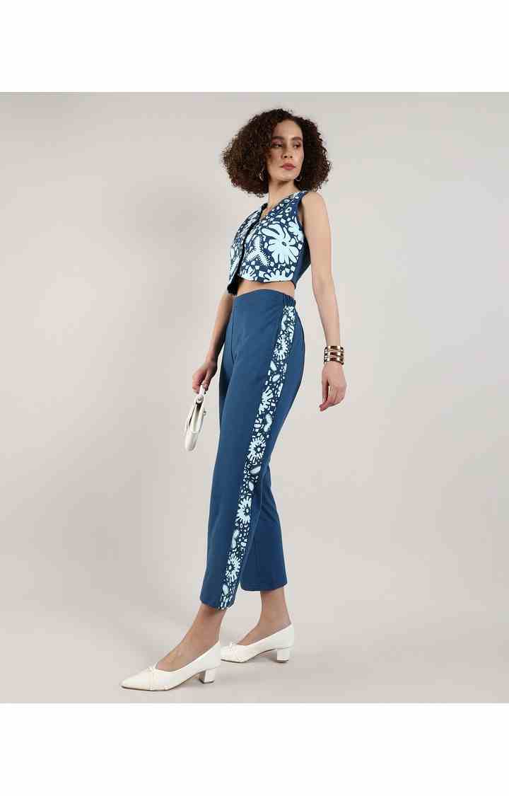 Women's Blue Printed Co-ords