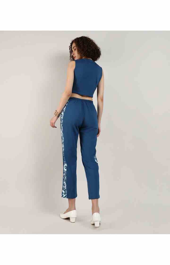 Women's Blue Printed Co-ords