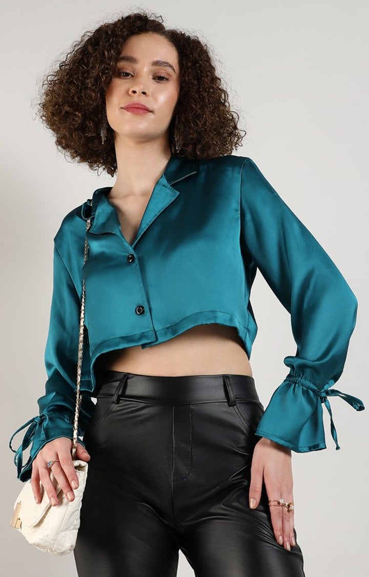 Women's Green Solid Tops
