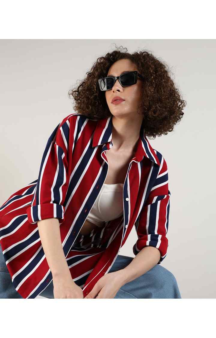 Women's Multicolor Striped Casual Shirts