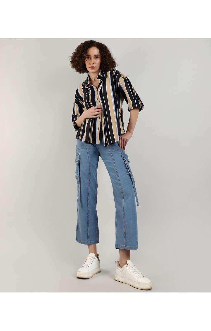 Women's Multicolor Striped Casual Shirts