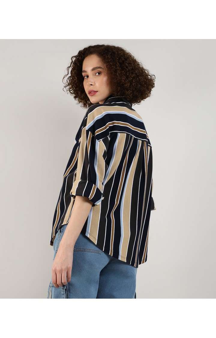 Women's Multicolor Striped Casual Shirts