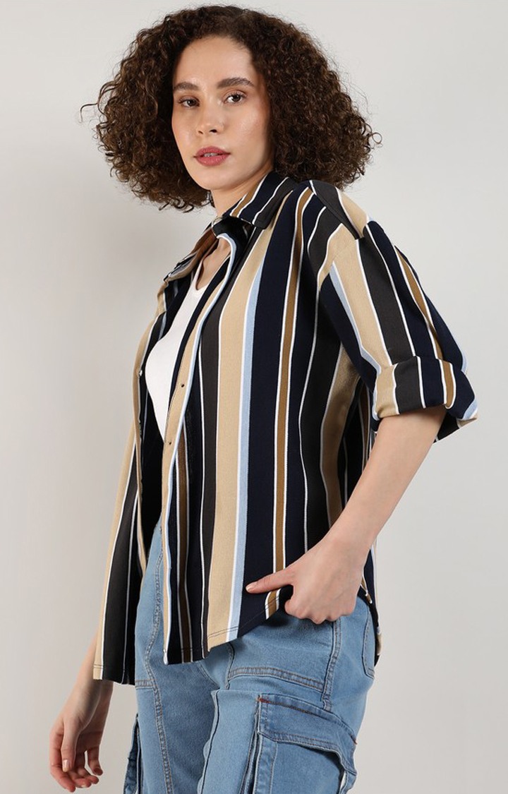 Women's Multicolor Striped Casual Shirts