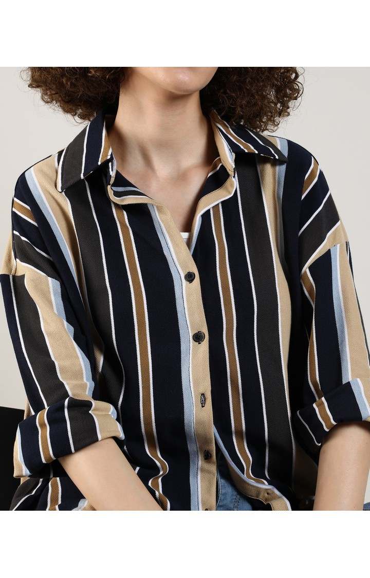 Women's Multicolor Striped Casual Shirts