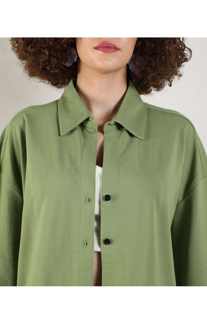 Women's Green Solid Casual Shirts