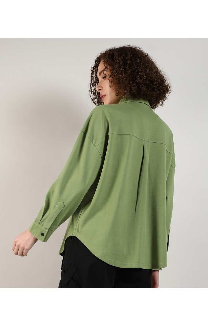 Women's Green Solid Casual Shirts