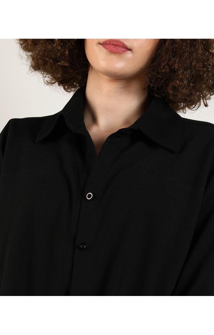 Women's Black Solid Casual Shirts