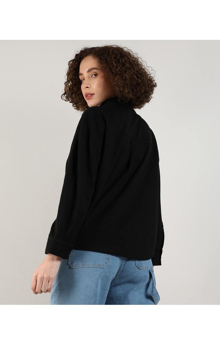 Women's Black Solid Casual Shirts