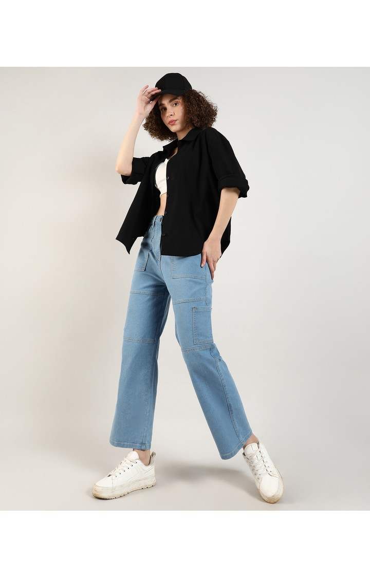Women's Black Solid Casual Shirts