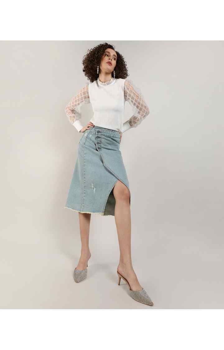 Women's White Solid Tops