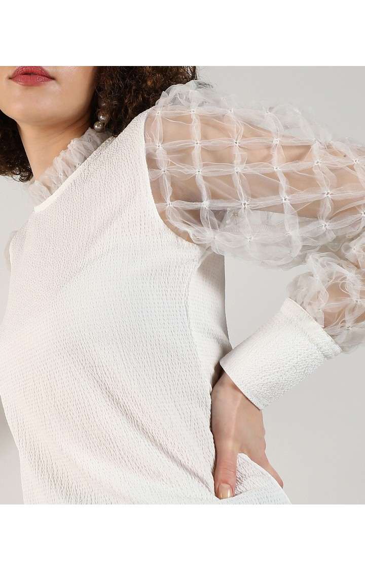 Women's White Solid Tops