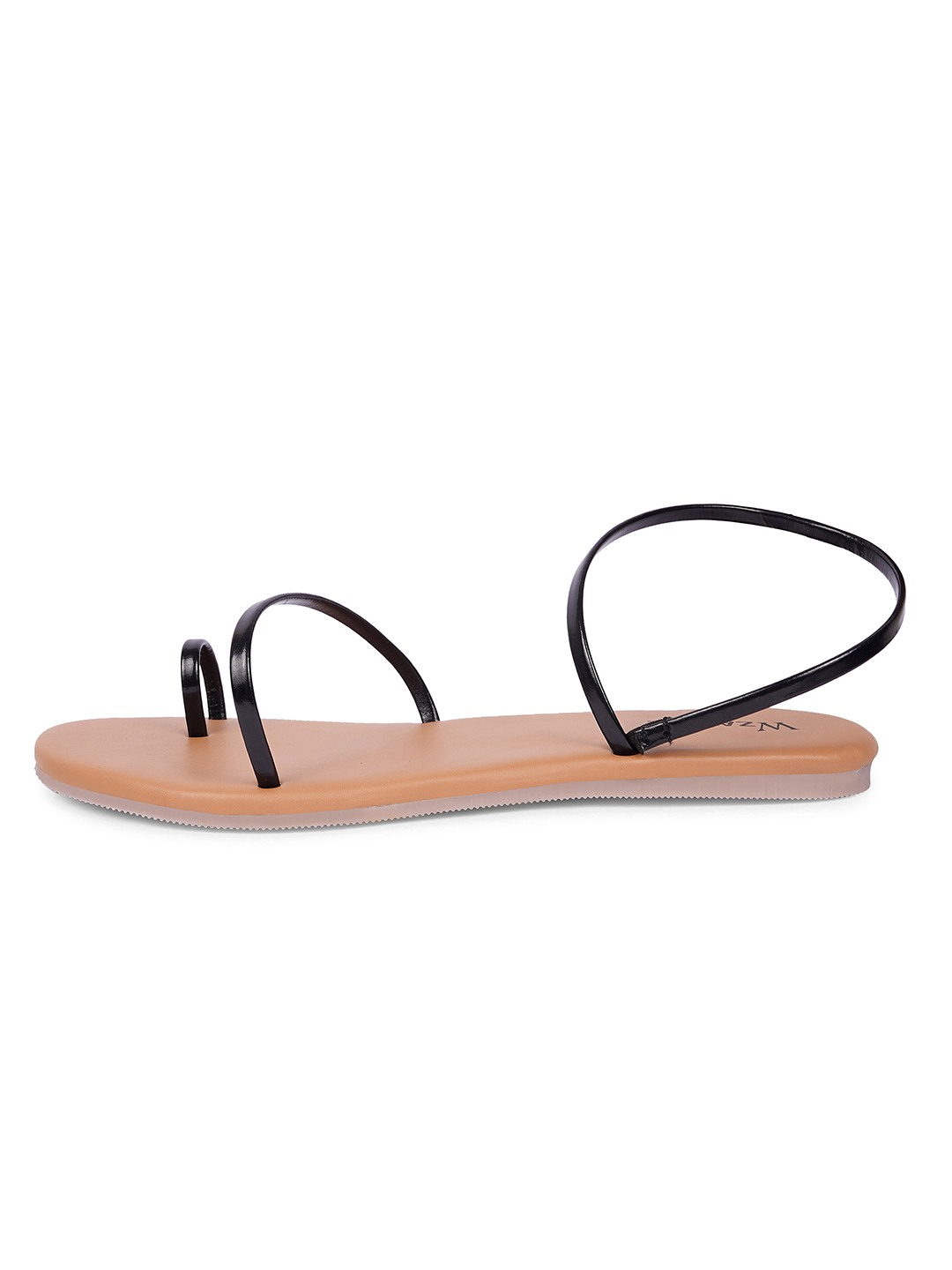 Black Strappy Open Toe Flat Sandal
