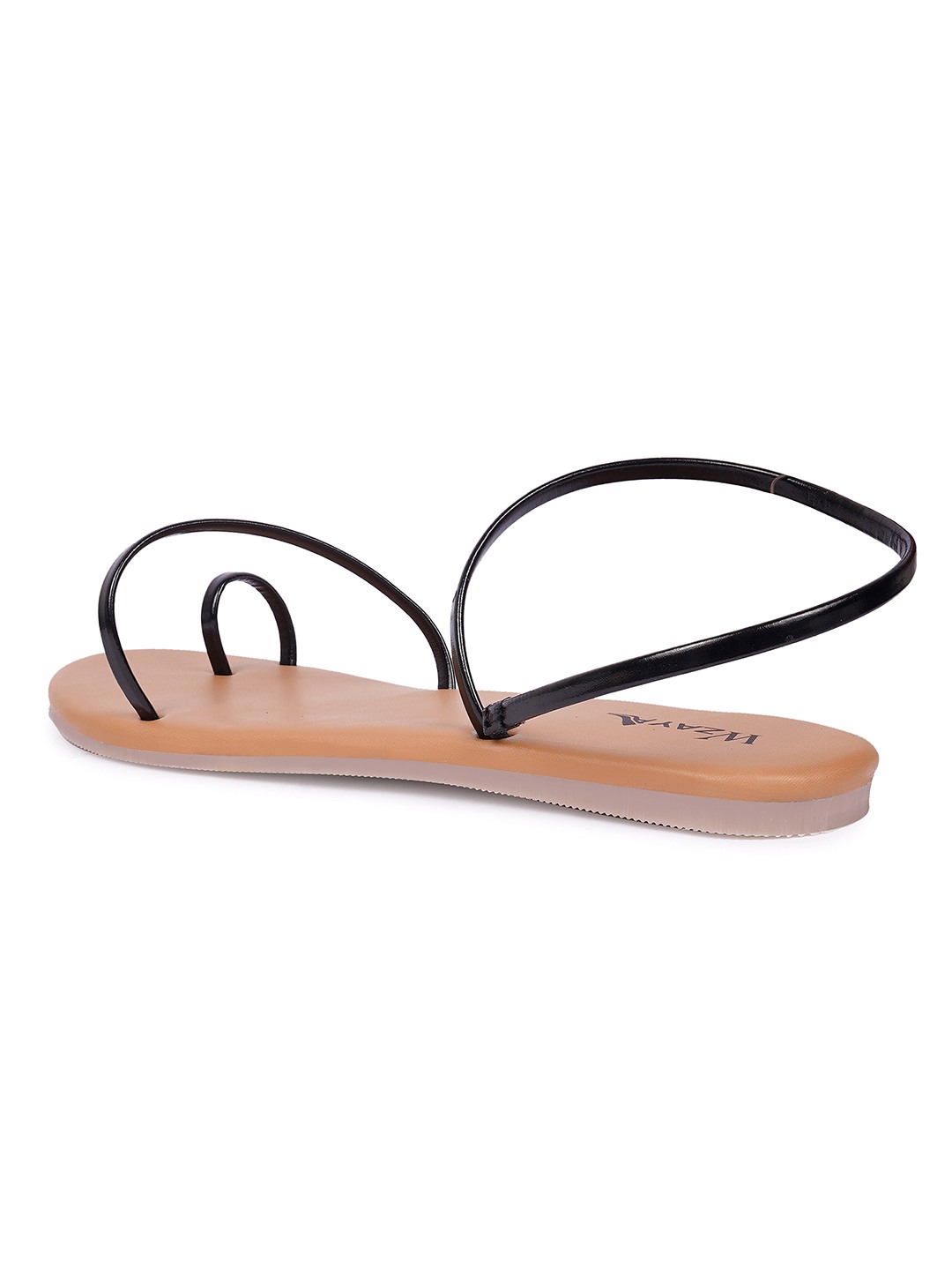 Black Strappy Open Toe Flat Sandal