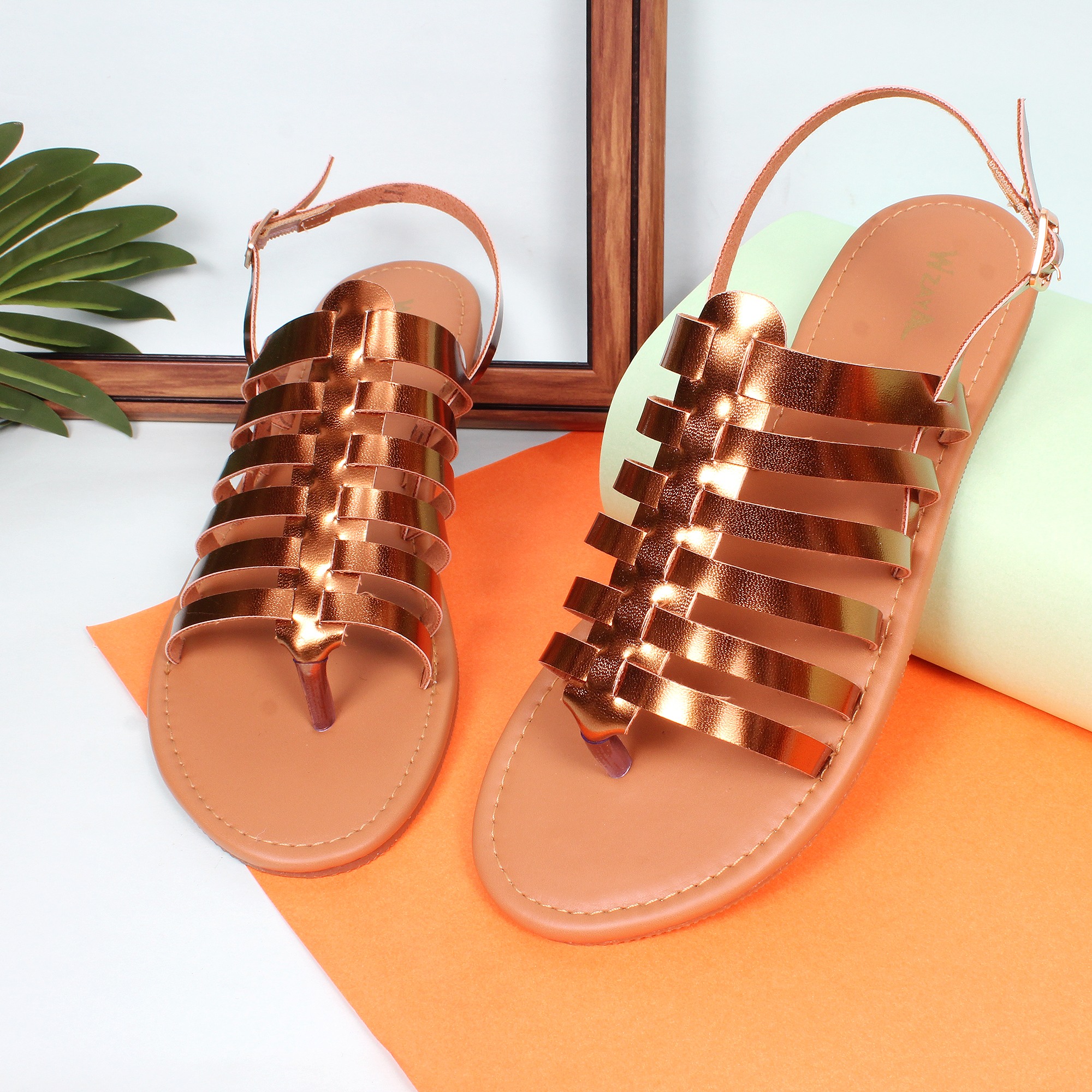 wzaya rose gold sandals
