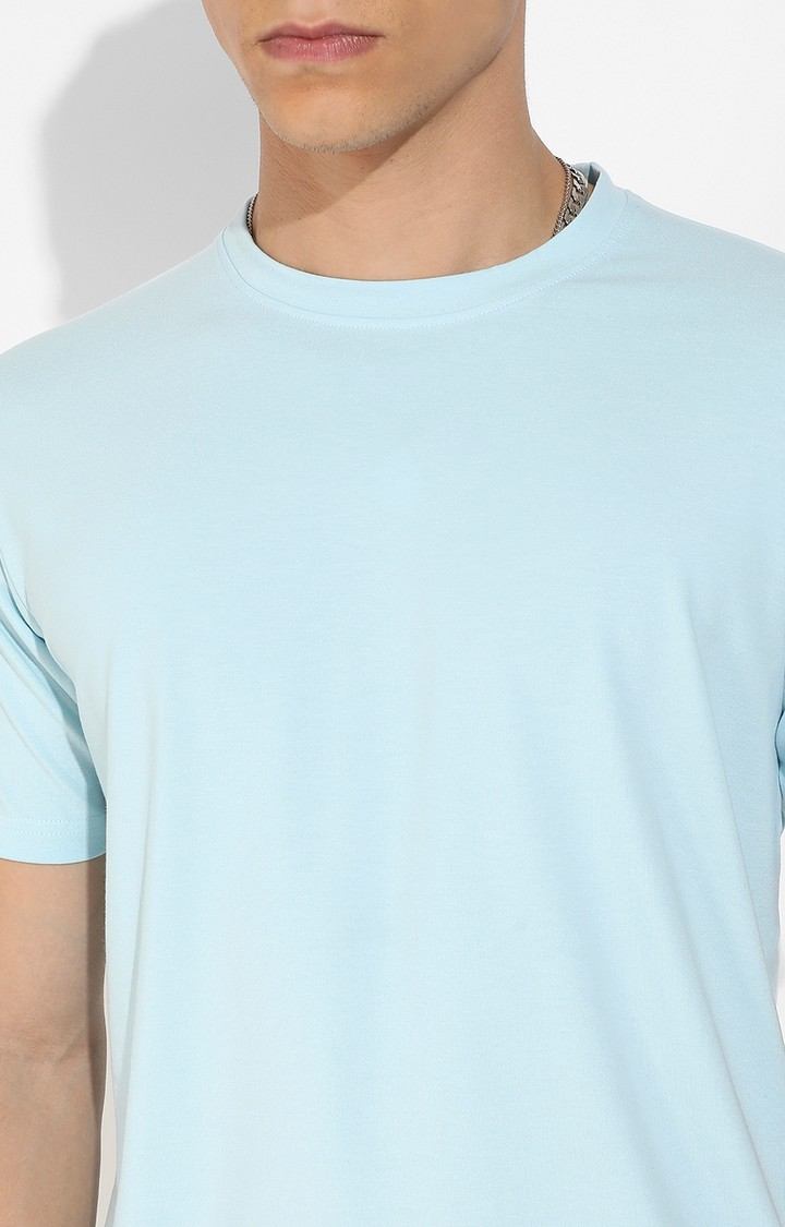 Men's Icy Blue Cotton Graphic Printed Regular T-Shirt