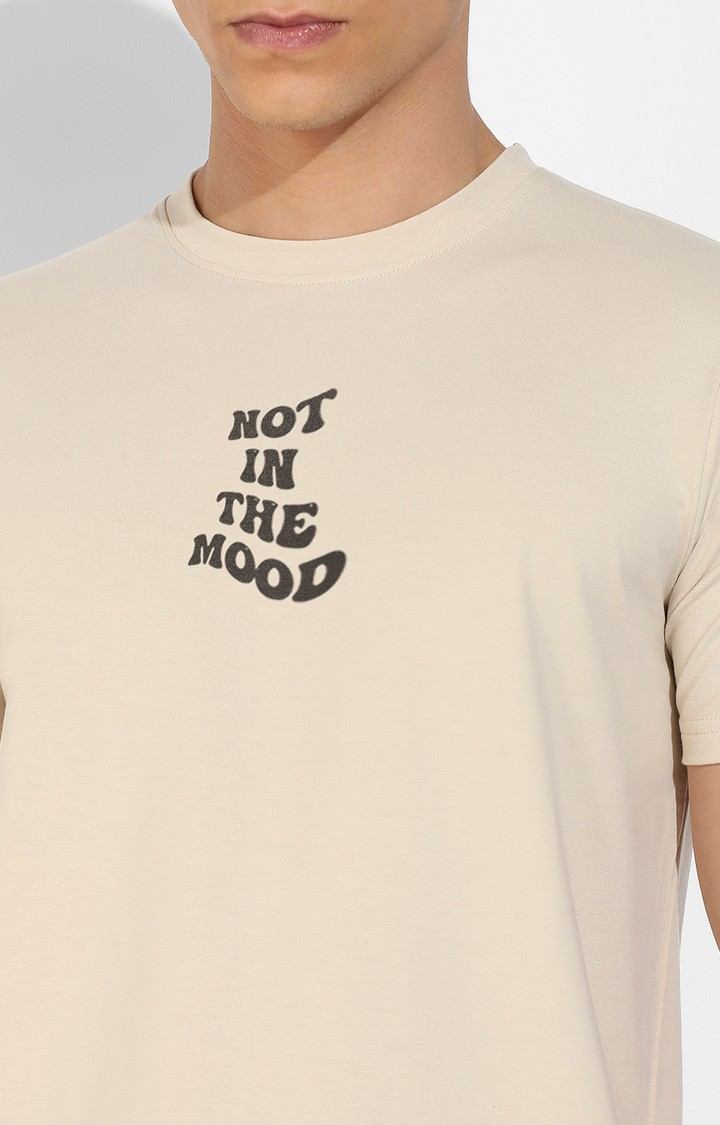 Men's Beige Graphics Regular T-Shirts