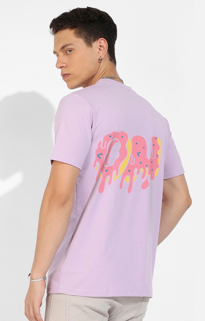 Men's Purple Cotton Graphic Printed Regular T-Shirt