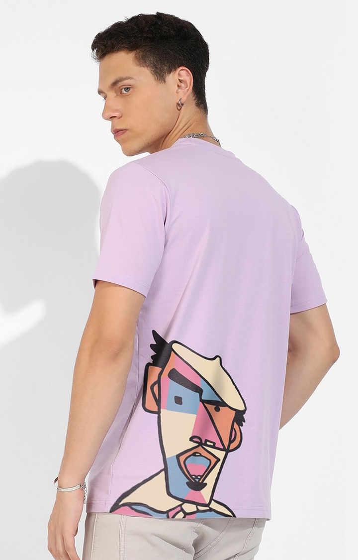 CAMPUS SUTRA | Men's Purple Cotton Graphic Printed Regular T-Shirt
