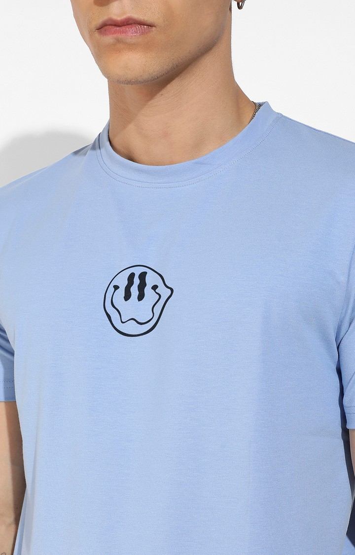 Men's Blue Graphics Regular T-Shirts
