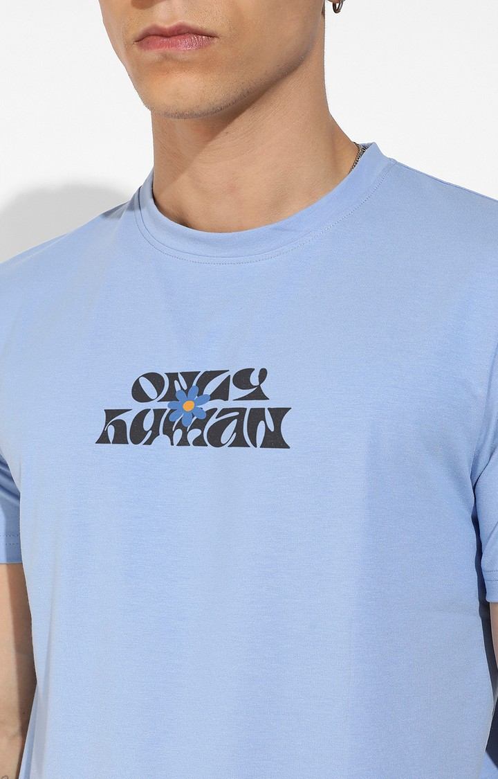 Men's Blue Graphics Regular T-Shirts