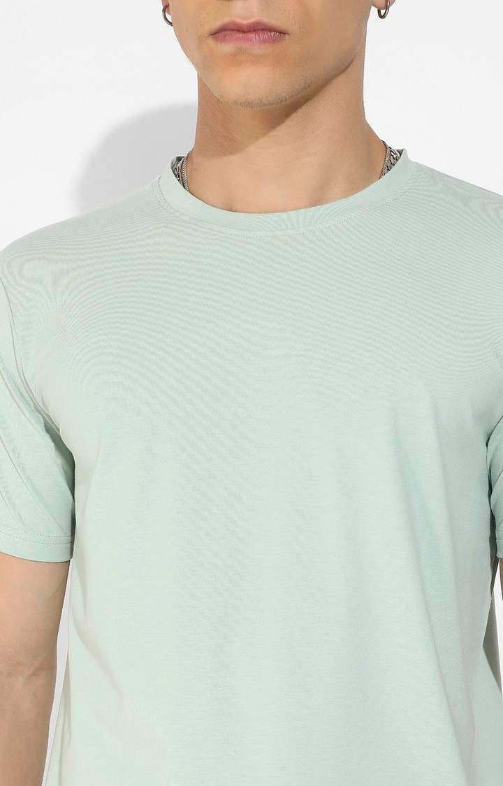 Men's Sage Green Cotton Graphic Printed Regular T-Shirt