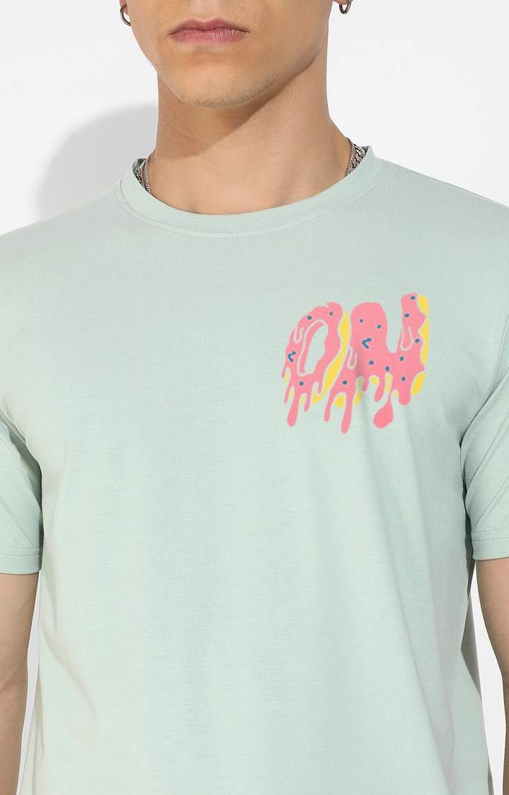 Men's Green Graphics Regular T-Shirts