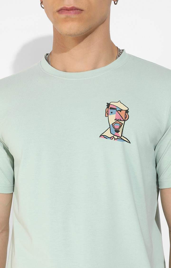 Men's Green Graphics Regular T-Shirts