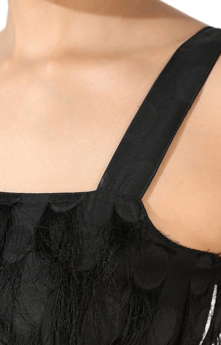 Women's Black Textured Co-ords