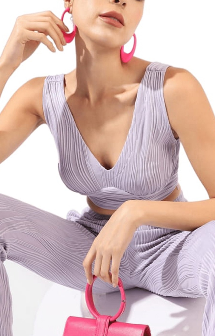 Women's Purple Textured Co-ords