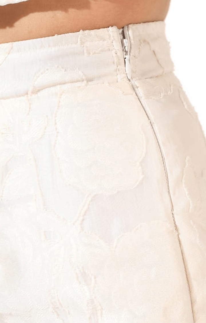 Women's White Textured Co-ords