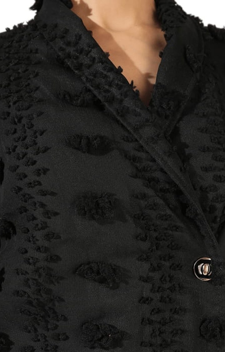 Women's Black Embroidered Shift Dress