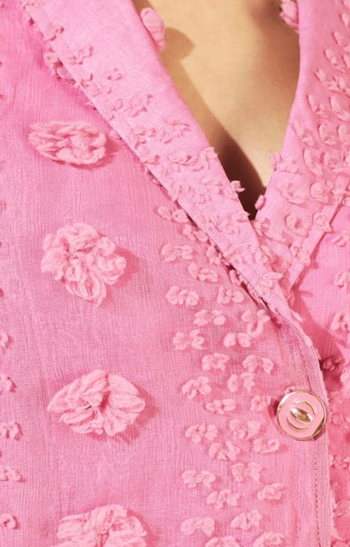 Women's Pink Embroidered Shift Dress