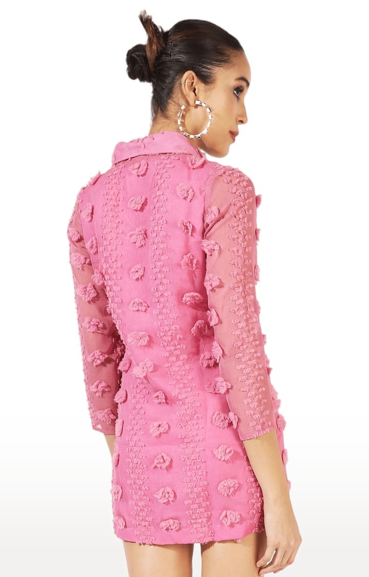 Women's Pink Embroidered Shift Dress