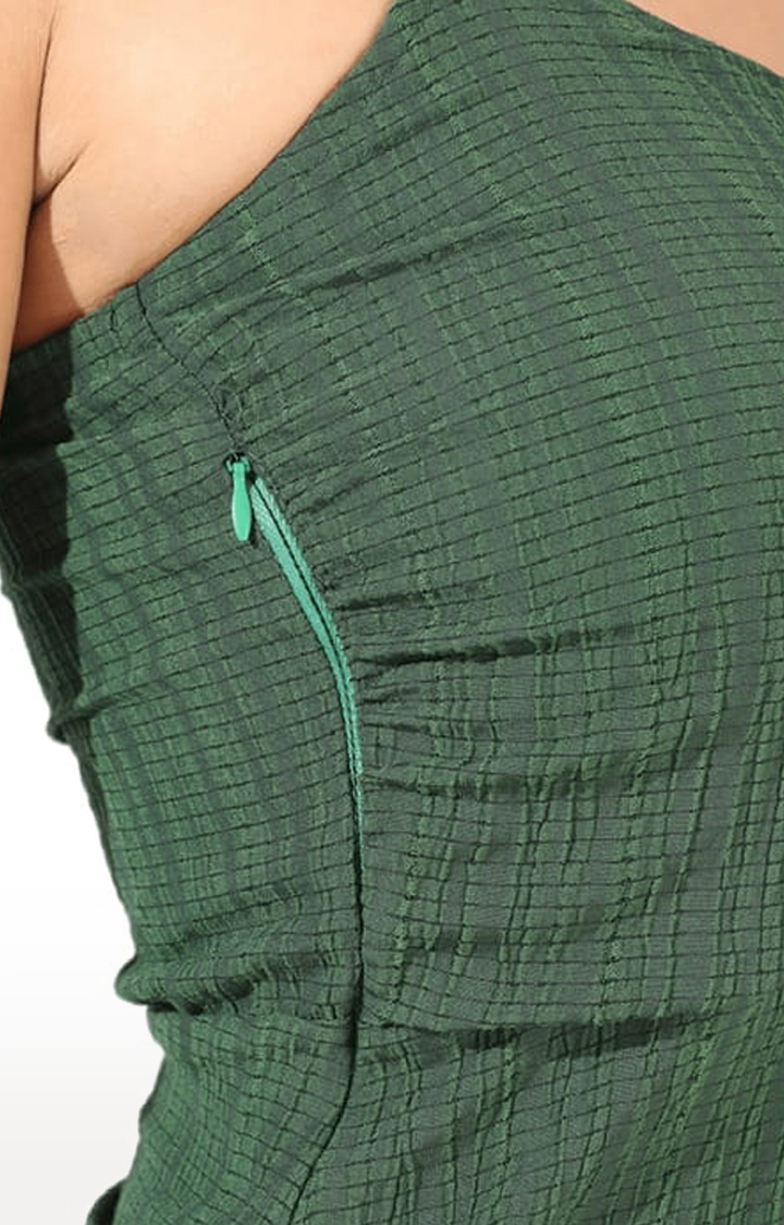 Women's Green Textured Bodycon Dress