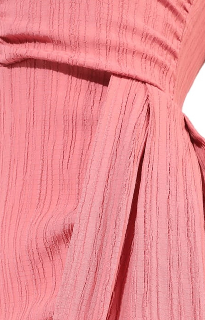 Women's Pink Textured Bodycon Dress